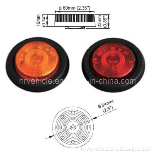 2.5" Round LED Marker and Clearance Light for Trailer